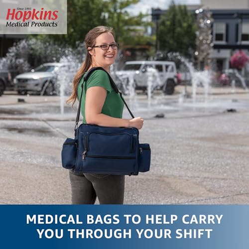 Hopkins Medical Products Mark V Shoulder Bag, HIPAA Compliant Lockable Zippers for Security, Adjustable Straps and Reinforced Bottom, Fold-Down Compartment for Easy Access, 13x11.25x7.5 inch, Navy4