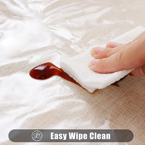 Smiry Rectangle Table Cloth 60x84 Inch, Waterproof Wipeable Vinyl Tablecloths Protector, Oil Spill Proof Plastic Table Cover for Dining, Picnic, Camping, Outdoor, Clear - Image 4