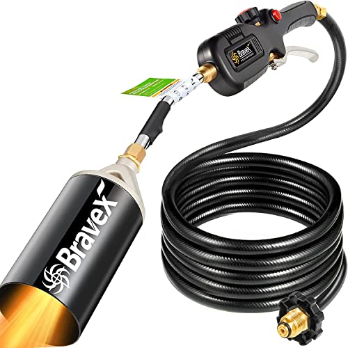 Propane Torch Weed Burner Torch - Electronic Automatic Ignition, 700 000 Btu Propane Weed Torch With 10Ft Hose, Push Button Electronic Spark Generating Powered By Battery ( Aaa Battery Not Include） #TOP19
