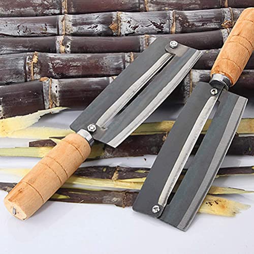 Image of P-PLUS INTERNATIONAL Planer Knife, Pineapple Pineapple Peeling Knife, Sugarcane Peeling Knife, Iron and Natural Non-Slip Wooden Wood Straight Handle Anti-Slip Knife(Pack of 2)
