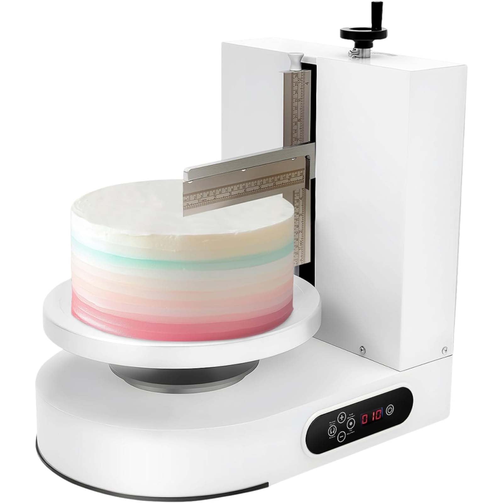 Automatische Tortenglasur Maschine (60–320 U/Min, 200 W), Elektrisches Gerät Zum Verstreichen Von Buttercreme Für 4–12-Zoll-Torten, Mit Verstellbarem Abstreifsystem Und Lcd-Touchpanel(White)