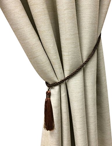 Home Queen Decorative Tassel Rope Tie Backs for Window Curtain, Hand Knitting Buckle Cord Drapery Holdbacks, Set of 2, Brown - Thumbnail 5