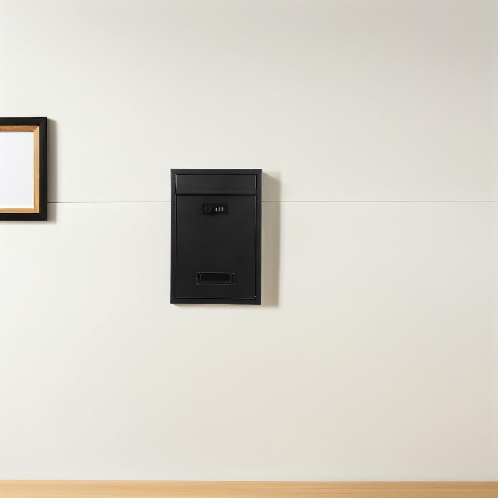 Baluue Buzón de Sugerencias Mural con Cerradura de Combinación sin Llave Buzón Metálico Negro de Gran Capacidad para Oficina y Hogar Resistente Intemperie para Correo y Paquetes
