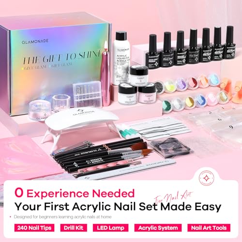 Glamonade Acrylic Nail Kit for Beginners: Prep to Finish Home Practice DIY