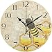 Fueiscy 10 Inch Non-Ticking Wall Clock,Bee Honeycomb Theme,Vintage Home Decor for Living Room/Kitchen/Bedroom