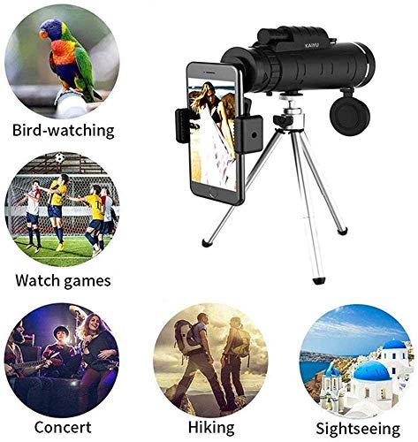 Monocular Telescope, 40X60 High Power HD Monocular with Smartphone Holder & Tripod - [Upgrade] Waterproof Monocular with Durable and Clear FMC BAK4 Prism Dual Focus for Bird Watching, Camping,Hiking - Thumbnail 3