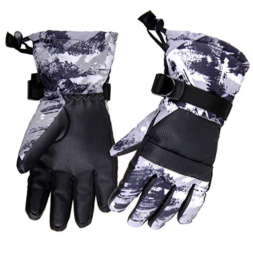 Azarxis Gants de Ski Enfants Chaud Gants Neige Snowboard Moufles Enfant Gants d'hiver Sport Coupe-Vent pour Fille Garçon Randonnée Patinage (S (9-13 Ans), 03 - Gris) Cover