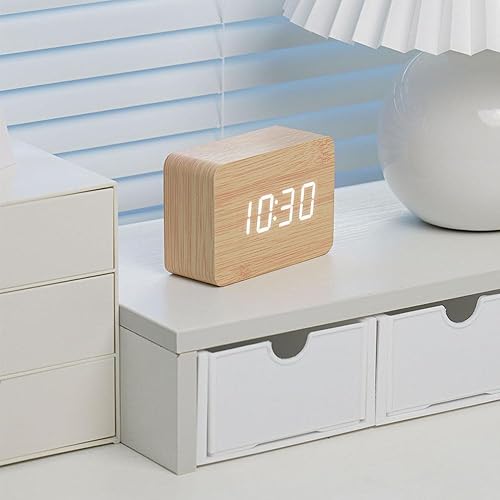 Miniatura 7 de Fancial Reloj despertador digital LED de apariencia de madera con 3 ajustes de brillo y 3 modos de alarma de 3.9 x 2.8 x 1.6 in