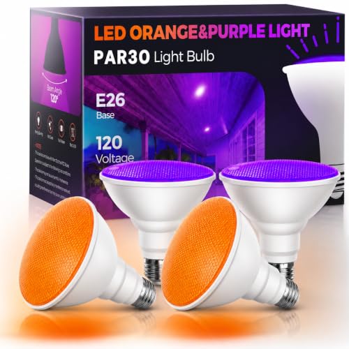 Image of L LOHAS LED Orange Purple Halloween Flood Light Bulb, PAR30 LED Flood Light