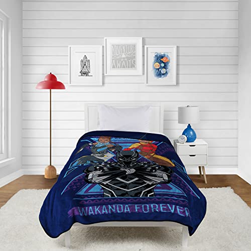 Image of Marvel Black Panther Wakanda Forever Blanket - Measures 60 x 90 inches, Kids Bedding Features Shuri & Okoye - Fade Resistant Super Soft Fleece (Official Product)