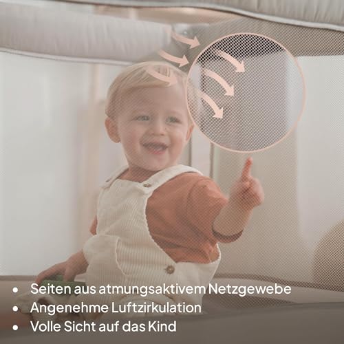 Lionelo Amelie Baby-Reisebett, ab Geburt bis 15 kg, klein, faltbar, weiche Faltmatratze, 100,5 x 70,5 cm, 2 Räder, seitlicher Einstieg, Reisetasche