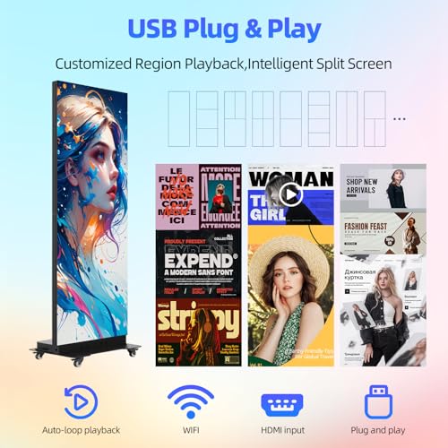 Image of 80 inch P1.86 GOB LED Poster Screen, Foldable LED Digital Signage Display | Flight Case Included,Foldable Spliceable Screen,Publishing System,LANC /WiFi /USB /HDMI, For Commercial Events & Rentals