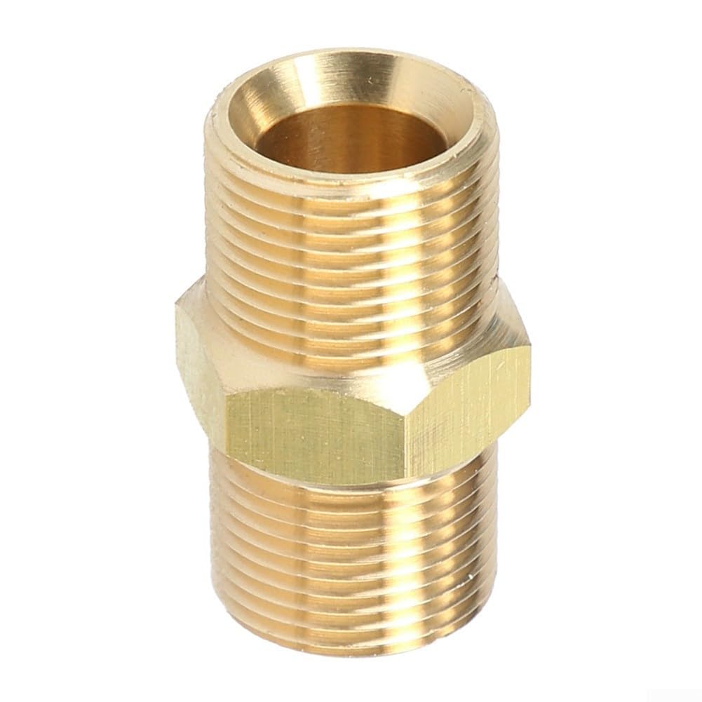Brass M22x1.5 Male Hose Connector Coupling For High Pressure Washers — Double Nipple Adapter Fitting Compatible With For AG And Kranzle Pressure Washer Systems(without plastic sleeve)