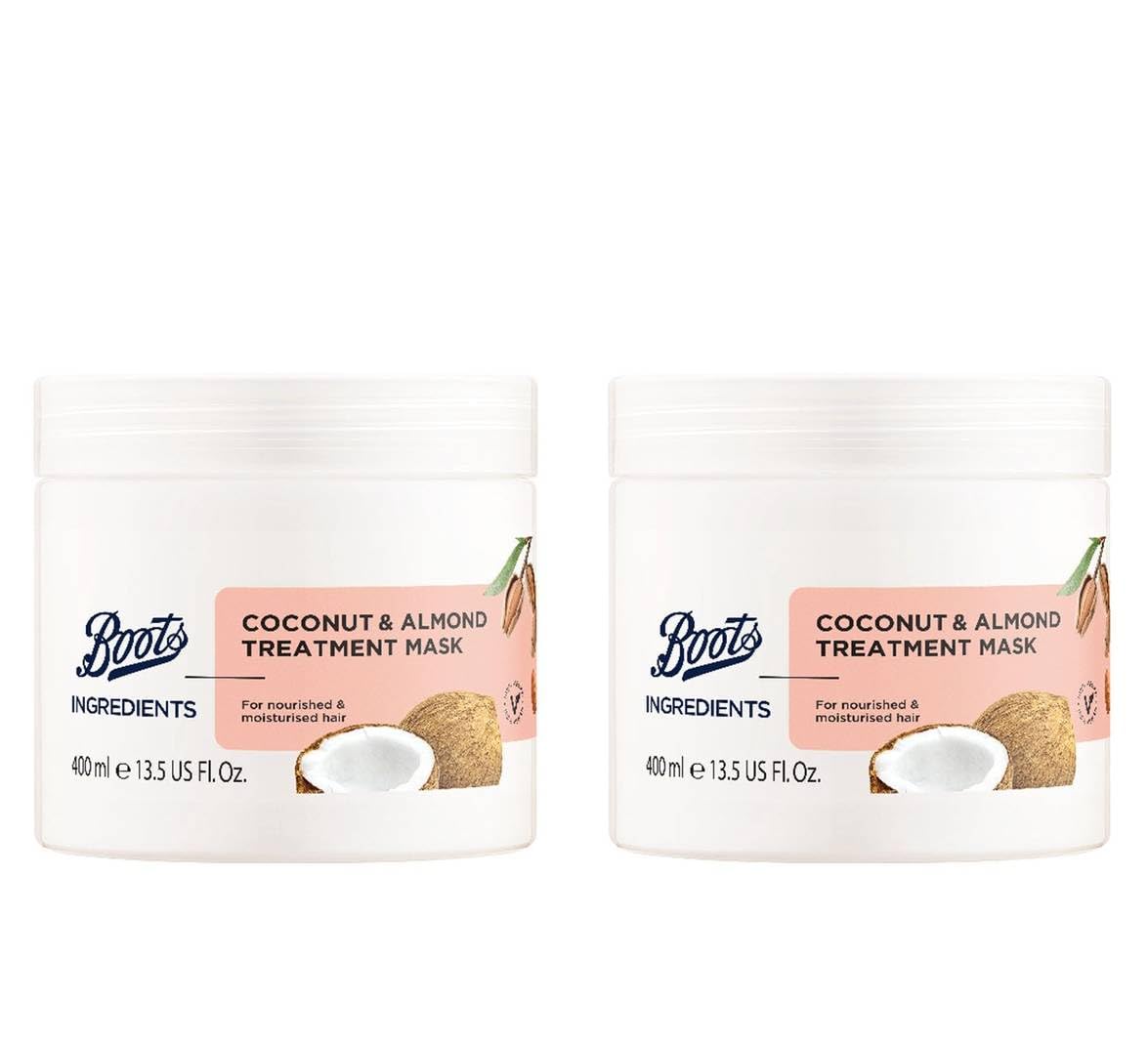 Boots Ingredients Coconut and Almond Treatment Mask 13.52 Fl Oz. (Pack of 2)