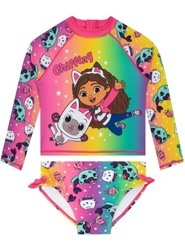 DreamWorks Animation SKG Gabbys Dollhouse Costume Gabby & Pandy Paws Girls Swimming Costume Girls Swimsuit with Bows Multiclour 9-10 Years Multicolor