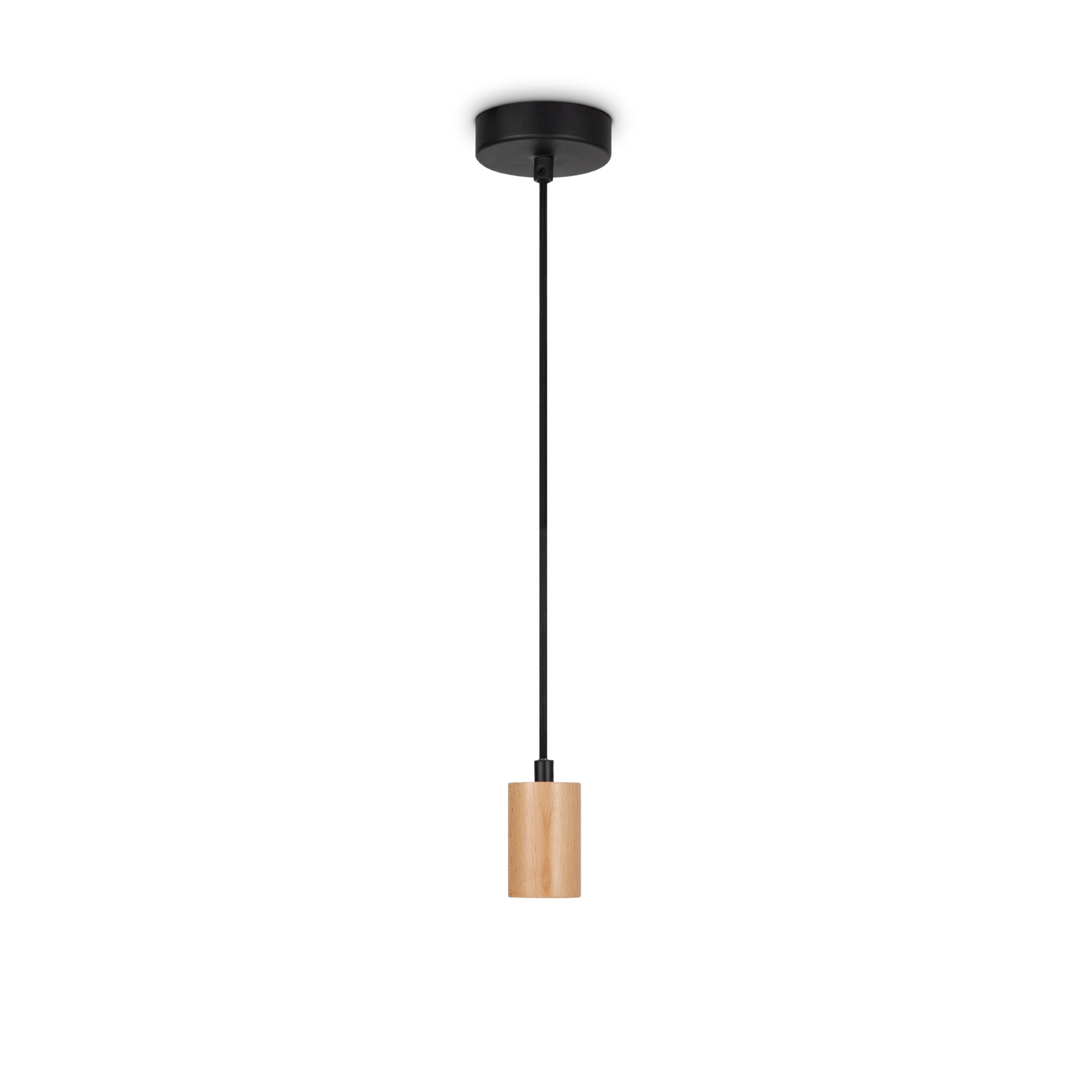 Paco Home Deckenlampe Pendellampe Deckenleuchte Kompatibel Mit Lampenschirm Hängelampe Lampenfasssung E27 Textilkabel Kürzbar 1-Flammig Holz Schwarz