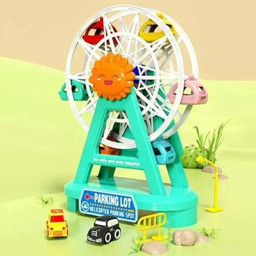 EXOMOON Ferris Wheel & Elevator Car Adventure- 4 Level Parking with Light ?Music & 14 Mini Cars & Vans-Garage Parking Lot Play Set for Kids- Boys & Girls 1