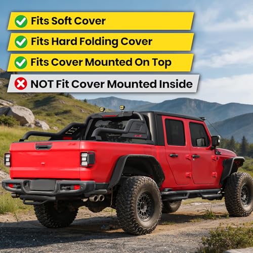 Image of MONOKING Roll Bar for Mid Size Pickup Truck with Dual Pod Lights, Sport Bar for Tonneau Cover for 2007-2026 Gladiator JT Tacoma Frontier Canyon Colorado Ranger Roll Cage for Truck