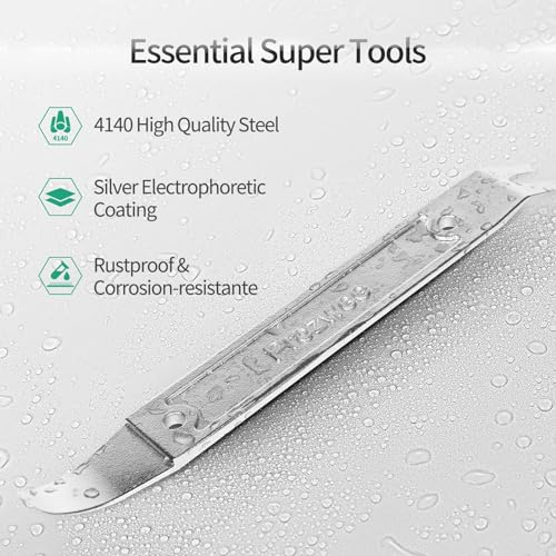 Image of 4140 Steel Durable Pay Bar,Multi-Function Trim Removal Tool for Compact Panel,Auto Trim Interior,Sheet Metal,Fasteners,Also for Bumper Retainer Clips-1PCS Silvery (Pack of 2)
