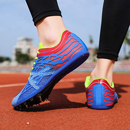 Ifrich Track Spikes Shoes Mens Womens Mesh Track And Field Athletics Sneakers Boys Girls Training Sprint Racing Track Shoes With Spikes Blue #TOP4