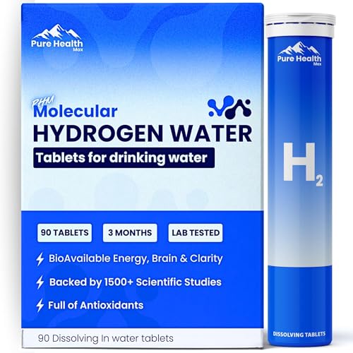 Image of PHM Hydrogen Water Tubes, Tablets for Drinking Water - H2 Molecular Tabs | Magnesium Pills, Electrolytes Hydration Supplement to Support Healthy Aging & Energy Boost | 90 Tablets, 3 Months Supply