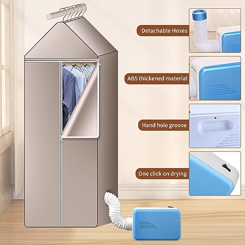 kyaoayo Elektrische draagbare wasdroger voor binnen, mini-warmeluchtdroger voor appartement, sneldrogend, compacte reisdroger voor thuis, reizen, zakenreizen, 600 W - Image 3