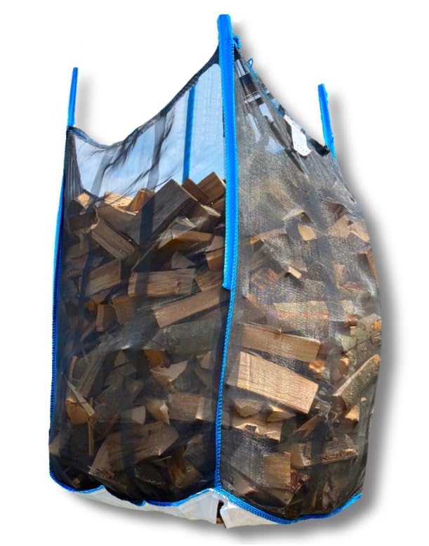 Ruemar 10x Big Bag für Brennholz 100 x 100 x 160 cm Netz Sternboden | Schnelle Trocknung kein Schimmel kinderleichtes entleeren Perfektes Mass Profi Qualität für jahrelangen Einsatz