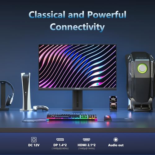 Image of INNOCN 24.5 inch QHD 2K 1440P 240Hz Gaming Monitor for PS5, Xbox Console, PC Computer, IPS HDR400 1Ms HDMI 2.1, DisplayPort, Low Blur, Height /Pivot Adjustable Stand, Black - 25G2S Plus