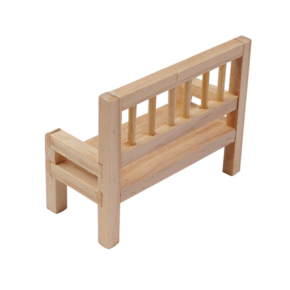 Sarini 2pcs Wooden Bench Dollhouse Mini Furniture 1:12 Scale Garden Wooden Bench Furniture Garden Decoration - Image 3