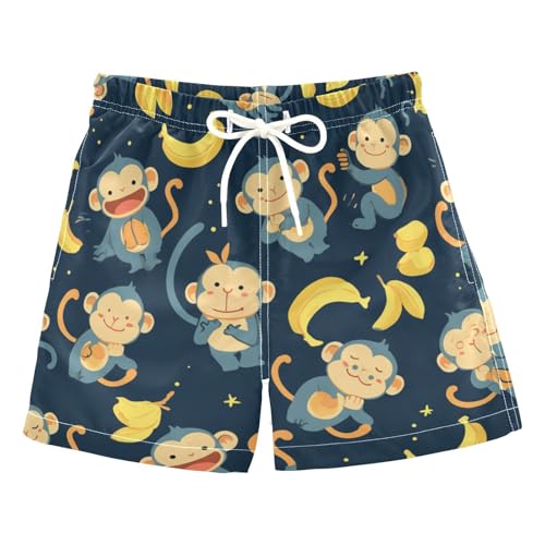Boys Swim Trunks with Pockets and Quick Dry Fabric,Monkey Banana Kids Swimwear Boy Swimsuit Small