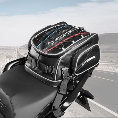 NICECNC 15L Motorcycle Tail Bag, Helmet Bag, Rear Seat Bag, Water...