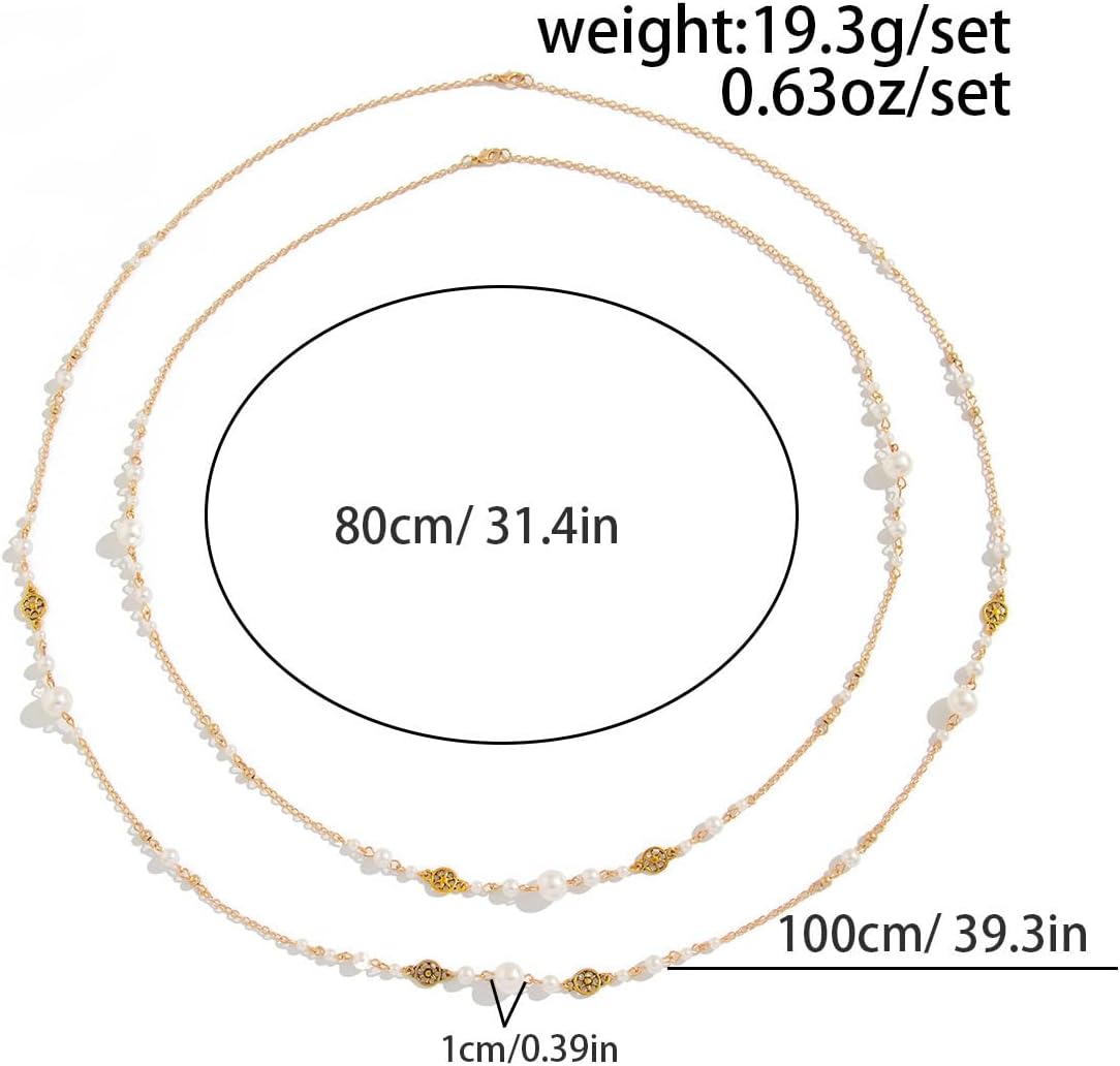 Long Pearl Necklace Layered Necklaces for Women Trendy Long Chain Necklace Dainty Statement Necklaces for Women Sweater Strand Fashion Jewelry - Image 5