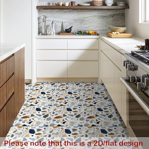 Image of Nuxovilar Peel and Stick Vinyl Floor Tiles, 12x12 Inch | Wall Sticker, Flooring Cover, Peel Stick Tile, Self Adhesive Floor, Kitchen, Bathroom, Living (Terrazzo Pattern)