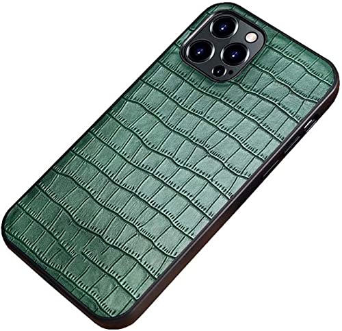 Coque iPhone 13 Pro Max cuir crocodile vert protection écran appareil photo 6,7 pouces