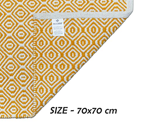 Image of Multipurpose Pooja Mat, Aasan Mat for Meditation, Formal Sitting Mats 100% Cotton Thick Square Puja Matt. Size - 70X70 cm Yellow