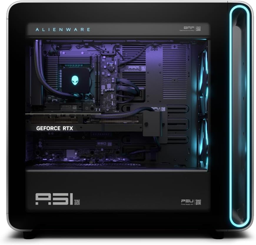 New Alien.Ware Area-51 Gaming Desktop 24-Cores Ultra 9 285K Processor 64GB DDR5 XMP 8TB SSD(2 x 4 TB) GeForce RTX 5090 32GB GDDR7 Graphics WiFi7 Win 11H 1500W, 360mm Liquid-Cooled【Tempered Glass Door】