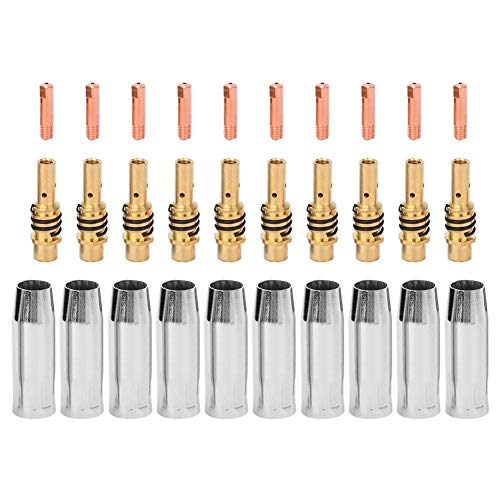 10pcs Torch Tip Nozzle Holder MIG Welding Gun Kit, Welding Gun Protection Nozzles + 10pcs Contact Tips + 10pcs Nozzle Holder for Binzel 15AK, Welding Gun Contact Tip Nozzles