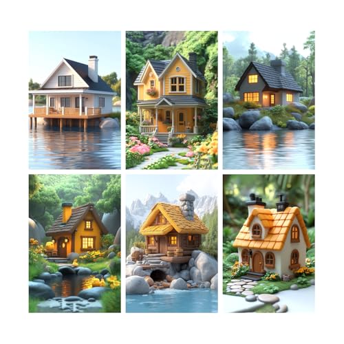 Image of SiddArtify Cottagecore Wall Art Prints Set - Whimsical House Poster Decor for Living Room Bedroom - 8x12 inch Board Pack of 6