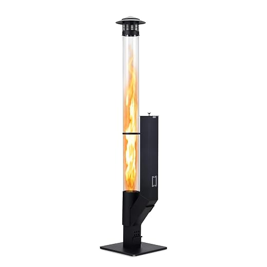 COWVIE 56 Inch Patio Wood Pellet Heater with Rain Cap & Viewing Window – Portable Pellet Fire Pit for Patio, Backyard, Camping, Beach, Balcony