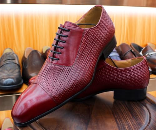 Santimon Men’s Crocodile Leather Dress Formal Oxfords, Fashion Stylish Lace-Up Shoes for Office, Wedding & Business2