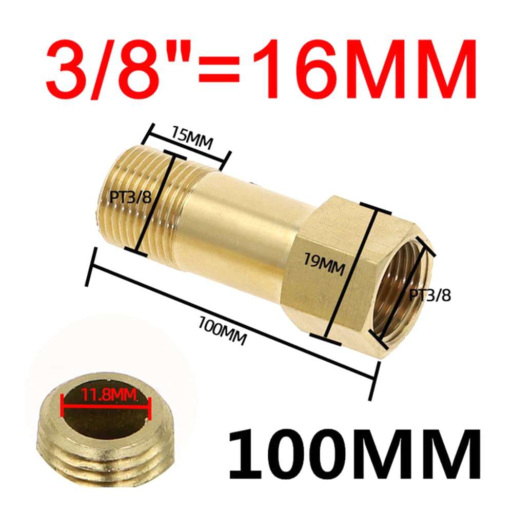 ezqnirk 1PCS Brass Threaded Fitting BSPT Male to Femal Pipe Joint Connectors Copper Coupler Adapter,Length 100MM-03
