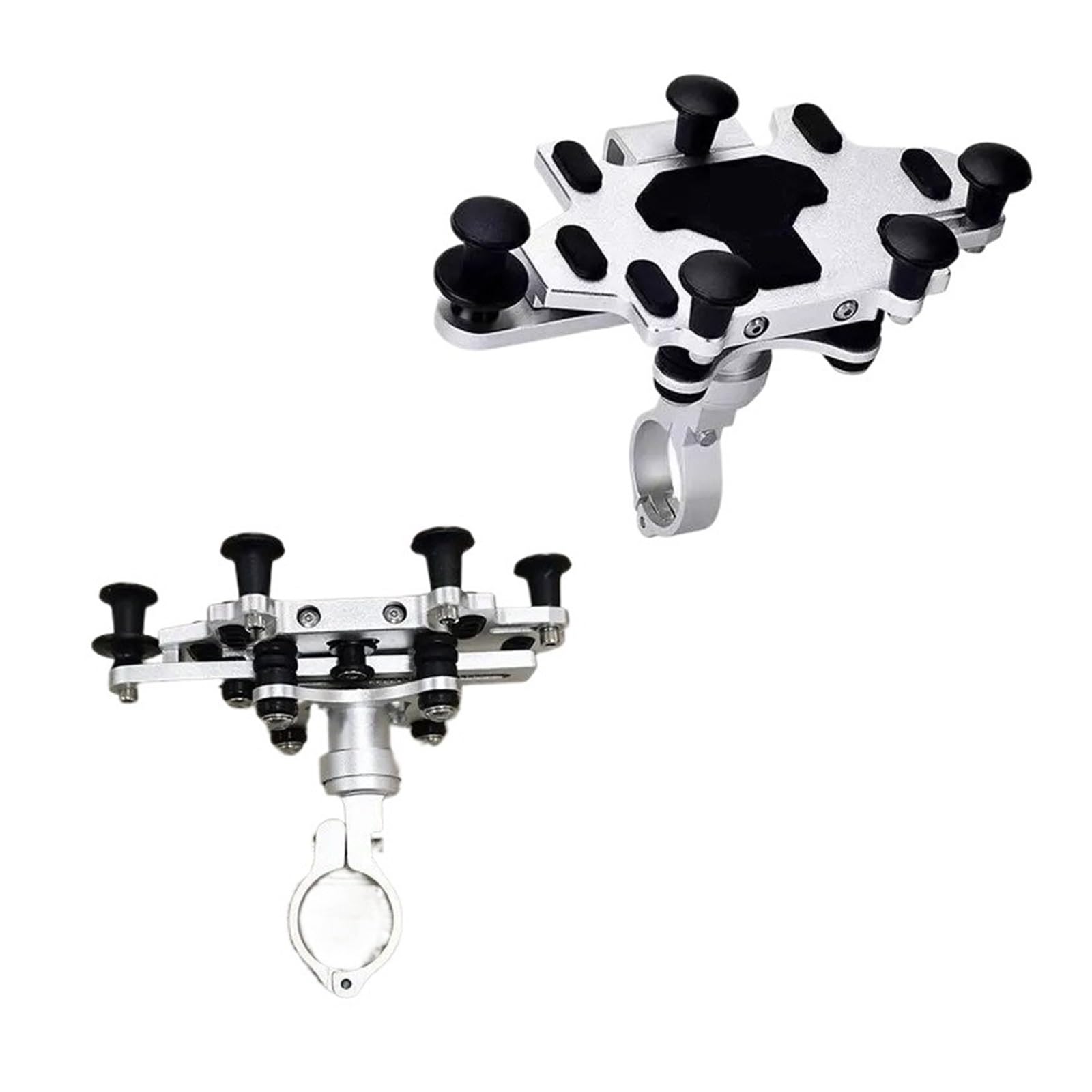 Support Navigation GPS Support De Téléphone pour Moto en Alliage pour Vélo Électrique, avec Amortisseur, Navigation pour Motos(H-95-Silvery)