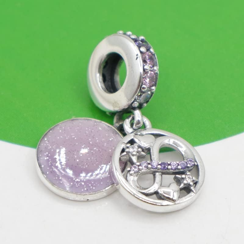 Miniatura 4 de Brillantes corazones infinitos y estrellas cuelgan encanto colgante de plata de ley 925, joyería cuentas regalos para mujeres pulsera y collar