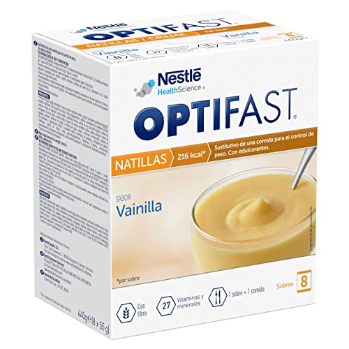 Optifast Natillas Saciantes para Adelgazar - Sustitutivos de Comida para Adelgazar – Sabor Vainilla – 8 Sobres de 55 g - Ayuda a Mantener el Peso o a Adelgazar Rápido y Efectivo Mujer y Hombre