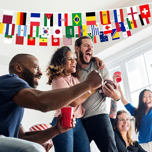 Image of 2026 World Cup Flag Banner, 48 Countries International Bunting, Soccer Tournament National String Pennant for Sports Bar, Club, Home Garden, Party Decorations, Banderas del Mundial (5.5 inch x 8.3 inch-45 ft)