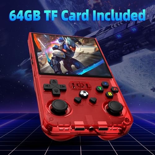 Image of R36MAX Retro Gaming Console,4.0 Inch Retro Handheld Game Console with 64GB TF Card,Hand Held Video Game,30+ Emulator Retro Game Console,4000mAh Battery(Red)