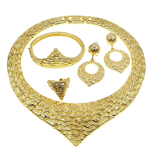 Conjunto de joyas de oro italiano asequible un regalo perfecto de pendientes grandes y anillos