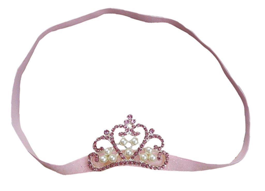 Baby Princess Crown With Pearl Embellishment Newborn Light Pink Elastic Headband.Gift hair accessories-image-38