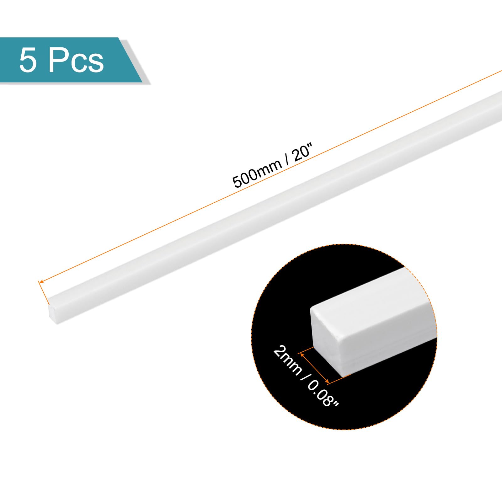 Aste In ABS 2x2x500mm - 5 Pezzi Per Modellismo E Fai Da Te | Superficie Liscia - Foto 2