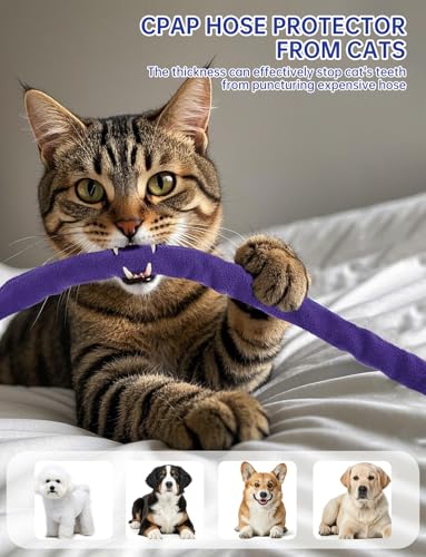 Image of 6.4ft CPAP Hose Cover for Resmed Heated Tubing, Airsense 11 & 10 ClimatelineAir Tubing Insulated Covers, Cat Proof CPAP Tube Fleece Sleeve with Full-Wrap Zipper - Prevent Condensation (Purple)